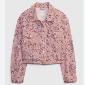 Gap × LoveShackFancy KIDS Floral Icon Pink Denim Jacket sz Large Cottage Core